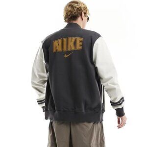 NWOT NIKE FLEECE VARSITY JACKET IN DARK SMOKE GRAY SZ M